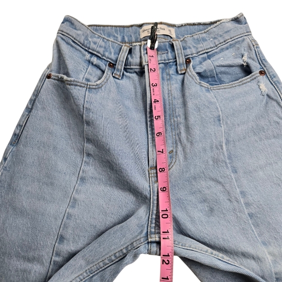 Abercrombie Sz 25 The 90s Straight Ultra High Rise Curve Love Split Hem - Picture 15 of 16